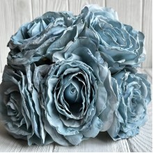 Букет китайской розы, 11х30 см, голубой, букет 5 шт.