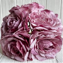 Букет китайской розы, 11х30 см, баклажановый, букет 5 шт.