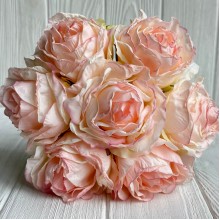 Букет бурбонской розы, 6х27 см, молочно-розовый, букет з 7 шт.