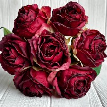 Букет бурбонской розы, 6х27 см, бордовый, букет з 7 шт.