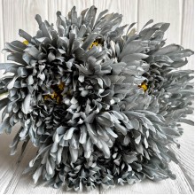 Букет хризантемы, 16х43 см, серый, букет з 5 шт.