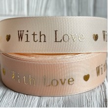 Репс "With love", 2,5 см, светло-персиковый, рулон 18 м