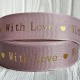Репс "With love", 2,5 см, бежево-рожевий, рулон 18 м