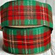 Лента шотландка, 4 см, красно-ярко-зеленая, рулон 18,5 м