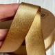 Лента атласная двусторонняя с золотым напылением, 2,5 см, золото, рулон 18 м