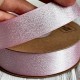 Лента атласная двусторонняя с серебряным напылением, 2,5 см, светло-розовый, рулон 18 м