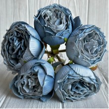 Букет пионовидной розы, 7х26 см, голубой, букет з 5 шт.