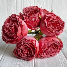 Букет пионовидной розы, 7х26 см, кораллловый, букет з 5 шт.