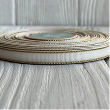 Репс 0,9 см люрекс (золото), айвори, рулон 23 м