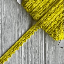 Кружево вязаное (D03401), насыщенно-желтое, 11 мм, рулон 45 м Кружево вязаное (D03401), насыщенно-желтое, 11 мм, рулон 45 м