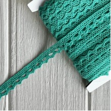 Кружево вязаное (D03401), морская волна, 11 мм, рулон 45 м Кружево вязаное (D03401), морская волна, 11 мм, рулон 45 м