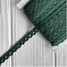 Кружево вязаное (D03401), темно-зеленое, 11 мм, рулон 45 м