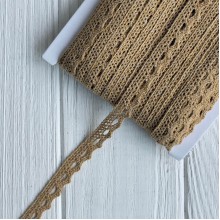 Кружево вязаное (D03401), бежевое, 11 мм, рулон 45 м