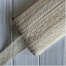 Кружево вязаное Аманда (D30157), 4 см, молочное, рулон 45 м