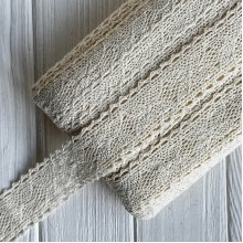 Кружево вязаное Камилла (D30156), 4 см, молочное, рулон 45 м