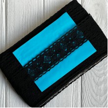 Кружево вязаное (D30087 / 5010В), 4 см, черное, рулон 13 м