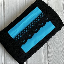 Кружево вязаное (D30096 / S1009), 4,2 см, черное, рулон 13 м