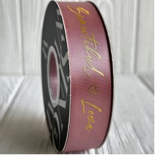 Лента атласная "Beautiful love", 2,5 см, пудровая, рулон 30 м