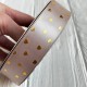 Стрічка атласна в золоте сердечко, 2,5 см, бежево-сірий, рулон 30 м