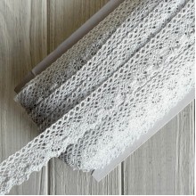 Кружево вязаное Жаклин (D30155), 3 см, белое, рулон 45 м