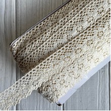 Кружево вязаное Жаклин (D30155), 3 см, молочное, рулон 45 м