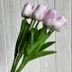 Букет тюльпанов, 34 см, бело-сиреневый, букет з 9 шт.