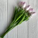 Букет тюльпанов, 34 см, бело-сиреневый, букет з 9 шт. Букет тюльпанов, 34 см, бело-сиреневый, букет з 9 шт.