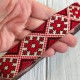 Тісьма вишиванка (візерунок з ромбів), 2,8 см, бордова з молочним, рулон 9 м