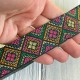 Тісьма вишиванка (візерунок з ромбів), 2,8 см, чорна з різнокольоровим, рулон 9 м