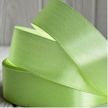 Атлас 2,5 см, лаймово-салатовий, рулон 33 м