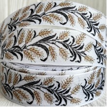 Репс 2,5 см, колоски на белом, рулон 23 м