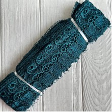 Кружево макраме Тюльпан, 7 см, изумрудное, рулон 9 м