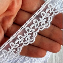 Кружево органзовое (D30110), 2,4 см, белое, рулон 13 м