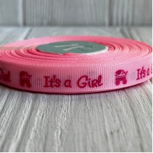 Репс 1,2 см, It's a Girl, светло-розовый, рулон 23 м