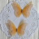 Шифоновая бабочка трехслойная со стразами (хамелеон), 6х5,5 см, темно-желтая, упаковка 25 шт.