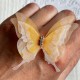 Шифоновая бабочка трехслойная со стразами (хамелеон), 6х5,5 см, темно-желтая, упаковка 25 шт.