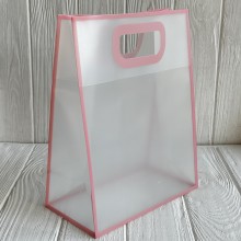 Пакет пластиковый прозрачный (L), 21х11х27 см, розовый, упаковка 10 шт.