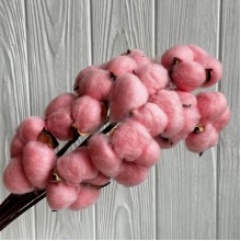 Хлопок стабилизированный на ножке, 38 см, розово-персиковый, упаковка 10 шт.