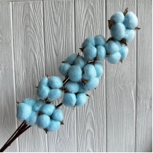 Хлопок на ветке, 60 см, светло-бирюзовый, шт.