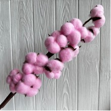 Хлопок на ветке, 60 см, насыщенно-розовый, шт.