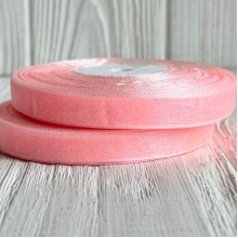 Органза 0,6 см, розово-персиковый, рулон 45 м
