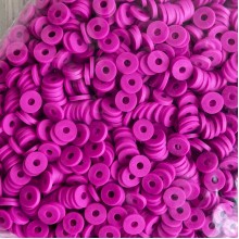 Плоские бусины, 6 мм, малиновые, маленькая упаковка 50 г