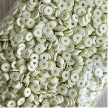 Плоские бусины, 6 мм, молочные, маленькая упаковка 50 г