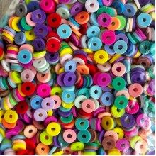 Плоские бусины, 6 мм, цветной микс, маленькая упаковка 50 г