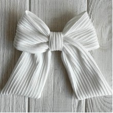 Бант гофра матовый, 12 см, белый, шт.