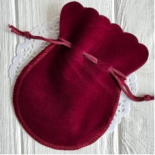 Бархатный мешочек (круглый), 9х12 см, бордовый, упаковка 100 шт.