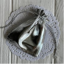 Парчевый мешочек, 7х9 см, серебро, упаковка 100 шт.
