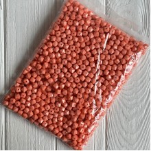 Намистина гранована кубовидна, 10 мм, персикова, упаковка 500 г