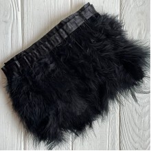 Тесьма с лебединых перьев, 15 см, черная, рулон 2 м