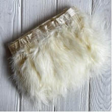 Тесьма с лебединых перьев, 15 см, молочная, рулон 2 м